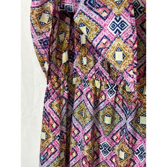 BeBop Women's BOHO Racer Back Ruffled Maxi Skirt Size L Geometric Design - Picture 3 of 4